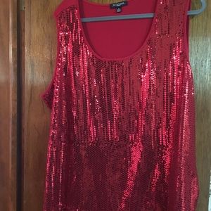 Red Sequin knit top